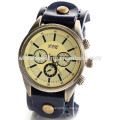 2015 pulsera de cuero 3 reloj de cuero de la vendimia de la decoración del dial